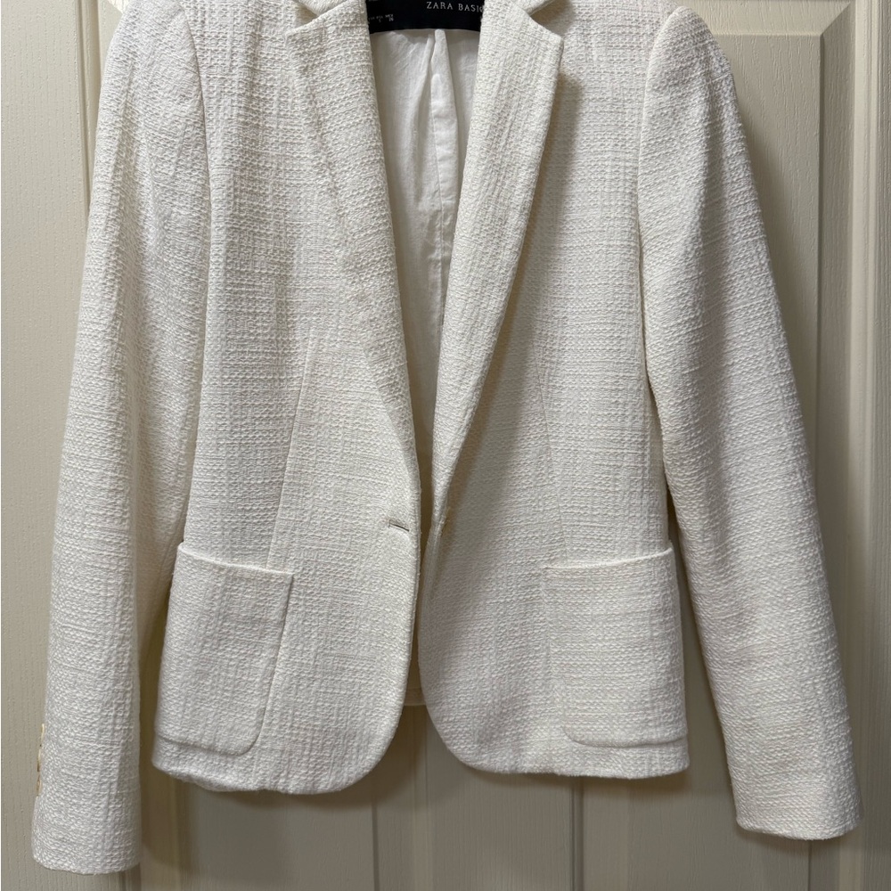 Zara Basic Cream Textured Jacket